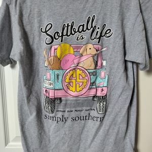 Youth large "softball is life" simply southern t shirt